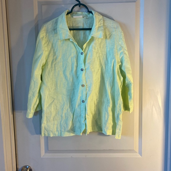 Lulu-B 100% Linen Lime Green Lagenlook Loose Top, size Large - Picture 10 of 10